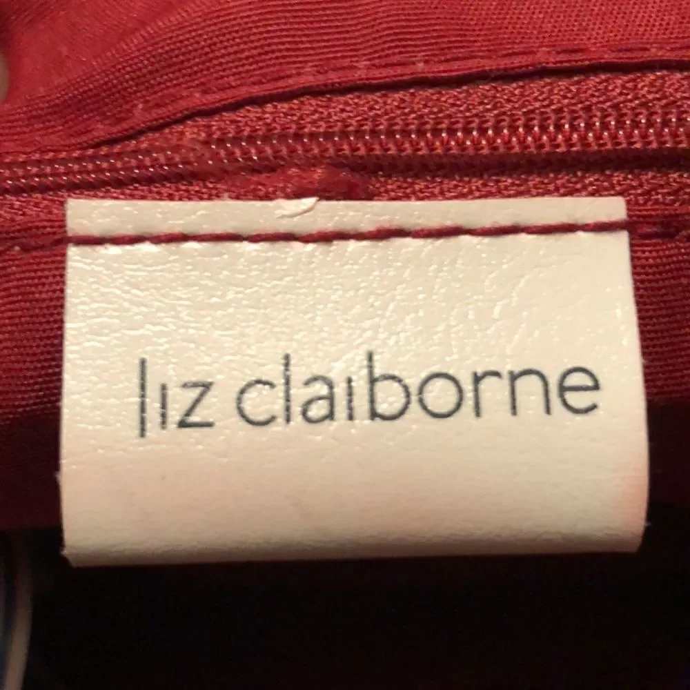 Liz Claiborne Dark Red Candy Apple Faux Leather Hobo Purse